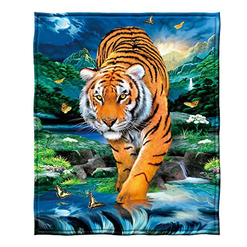 Dawhud Direct Moonlight Tiger Fleece Blanket for Bed, xTiger Fleece Throw Blanket for Women, Men & Kids   Super Soft Plush Tiger Blanket Throw Fleece Blanket Animal Blanket   King Size Blanket