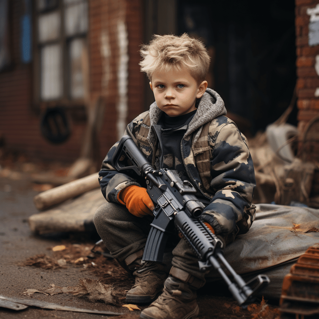 6 year old student with a m16