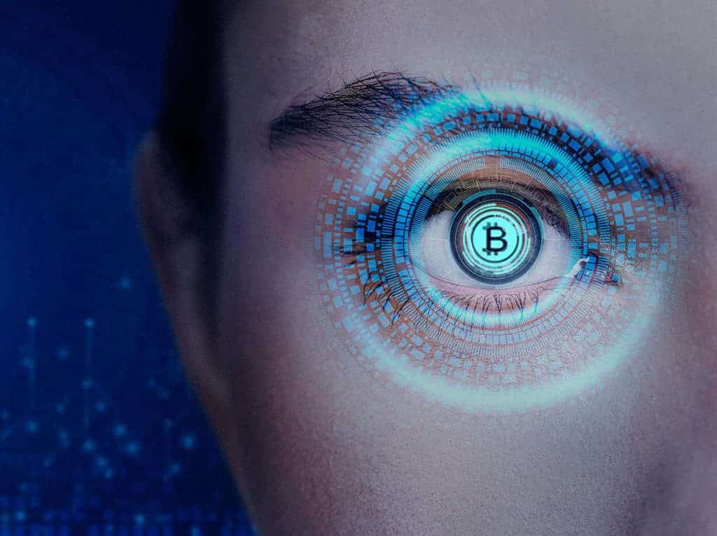 Eye with bitcoin Logo