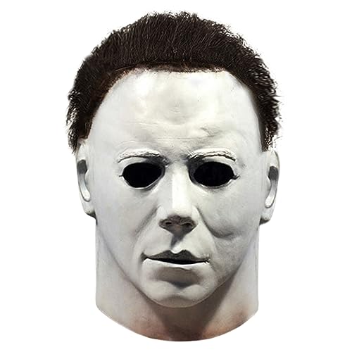 FULNEW Halloween Michael Myers Mask Original Realistic Horror Latex Mike Myers Mask Props (White Free DIY)