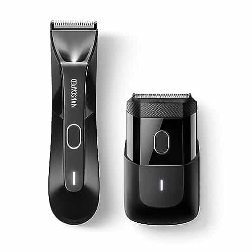 MANSCAPEDÂ® The Handymanâ¢ & The Lawn Mowerâ¢   Men's Compact Face Shaver with Dual Action SkinSafeâ¢ Blade Head and Electric Groin & Body Hair Trimmer