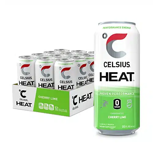 CELSIUS HEAT Performance Energy Drink, Cherry Lime, Fl Oz (Pack of )