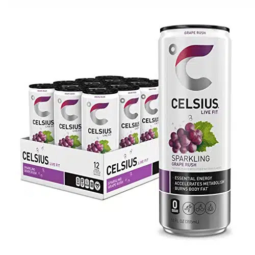 CELSIUS Sparkling Grape Rush, Functional Essential Energy Drink Fl Oz (Pack of )
