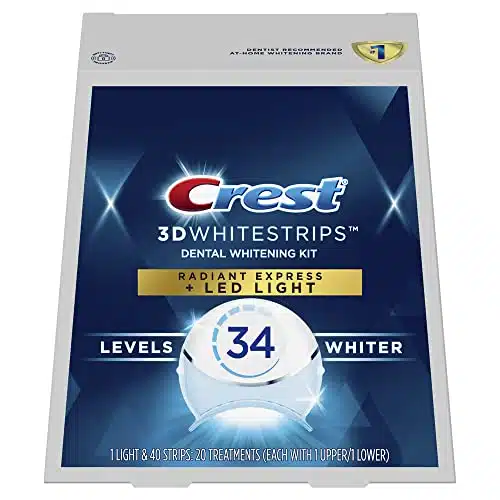 Crest D Whitestrips, Radiant Express with LED Accelerator Light, Teeth Whitening Strip Kit, Strips (Count Pack)