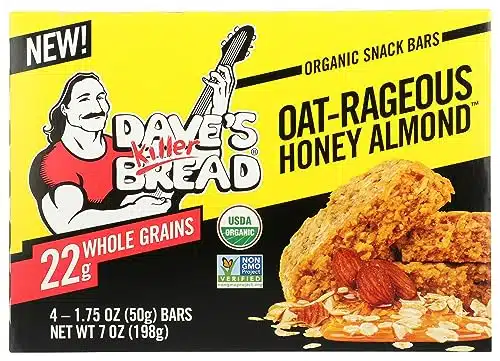 Dave's Killer Bread Organic Snack Bar, Oat Rageous Honey Almond, g Whole Grains, No Artificial Ingredients or Preservatives, Kosher, USDA Certified Organic, Non GMO, Count, Ounce (Pack of )