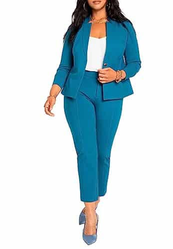 ELOQUII Women's Plus Size The Ultimate Stretch Suit Pintuck Pant   , Moroccan Blue