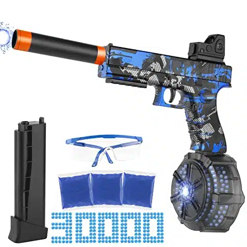 Electric Gel Ball Blaster with Drum   JM Xanual and Automatic Splatter Pistol with Gel Balls and Goggles for Kids and Adults Ages +