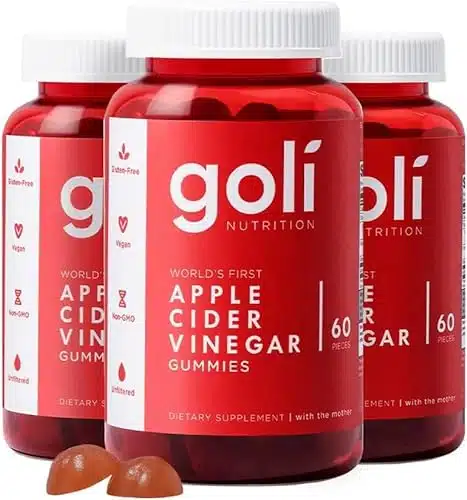 GOLI's Apple Cider Vinegar Gummy Vitamins  Vitamins B& B, Gelatin Free, Gluten Free, Vegan & Non GMO  Bottles x Count (Gummies)
