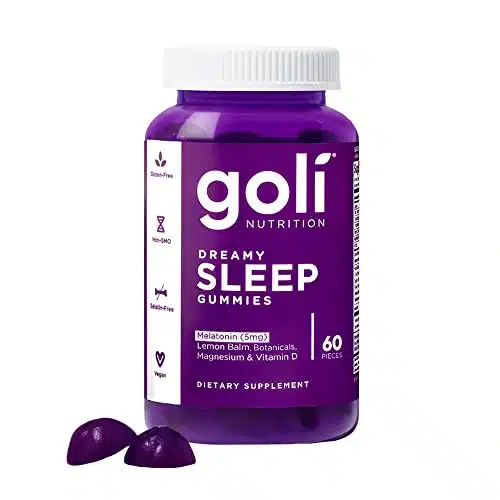 Goli Dreamy Sleep Gummy   Count   Melatonin, Vitamin D, Magnesium, and Lemon Balm Extract   Gelatin Free, Gluten Free, Vegan & Non GMO