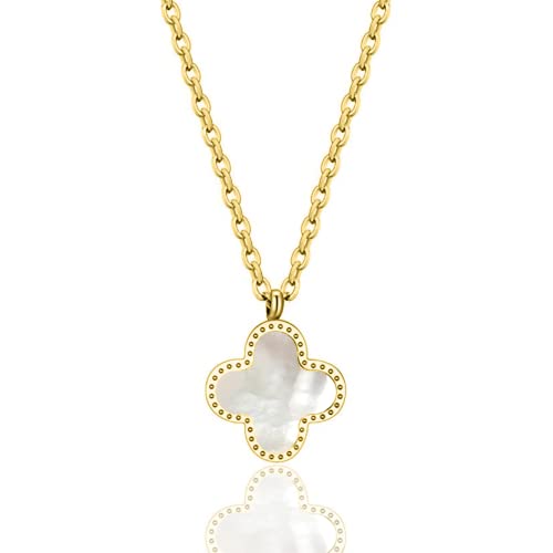 HighSpark Clover Necklaces for Women  Four Leaf Clover Necklace Pendant  Lovely Gift   White