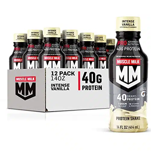 Muscle Milk Pro Advanced Nutrition Protein Shake, Intense Vanilla, Fl Oz Bottle, Pack, g Protein, g Sugar, Vitamins & Minerals, g Fiber, Workout Recovery, Packaging May Vary