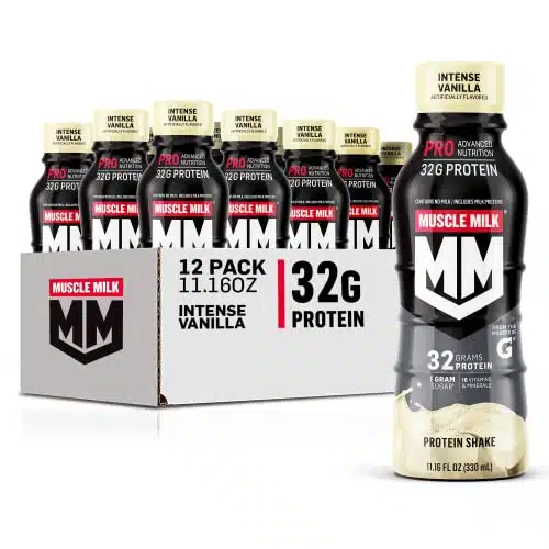 Muscle Milk Pro Advanced Nutrition Protein Shake, Intense Vanilla, Fl Oz (Pack of ), g Protein, g Sugar, Vitamins & Minerals, g Fiber, Workout Recovery, Energizing Snack, Packaging May Vary