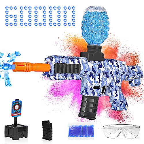 NLFGUW Electric Gel Ball Blaster Toys,Eco Friendly Splatter Ball Blaster with + Water Beads,Automatic Outdoor Toys for Activities Team Game,for Adults and Kids Ages +(Blue)