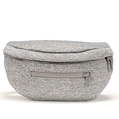 Pander Neoprene Fanny Pack Pockets Waist Bag for Men & Women Fashion Water Resistant Hip Bum Bag with Adjustable Belt for Running Travel Hiking Workout Sports (Heather Grey, One Size)
