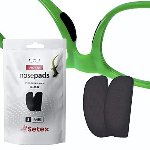 Setex Gecko Grip Ultra Thin mm Anti Slip Eyeglass Nose Pads, (Black Pair) USA Made, Innovative Microstructured Fibers, mm x mm x mm