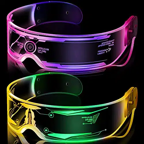 TOODOO Pairs LED Visor Glasses Colors Futuristic Glasses odes Light Up Glasses Honeycomb Luminous Glasses for Adults (Stylish Style)