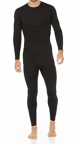 Thermajohn Long Johns Thermal Underwear for Men Fleece Lined Base Layer Set for Cold Weather (X Large, Black)