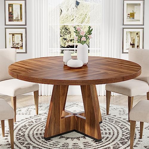 Tribesigns Round Dining Table for , Inch Farmhouse Kitchen Table Small Dinner Table Wood Kitchen Dinning Table for Dining Room Kitchen,Living Room