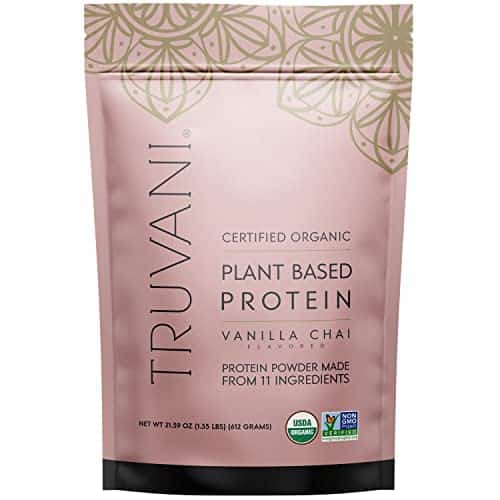 Truvani Organic Vegan Protein Powder Vanilla Chai   g of Plant Based Protein, Organic Protein Powder, Pea Protein for Women and Men, Vegan, Non GMO, Gluten Free, Dairy Free (Servings)