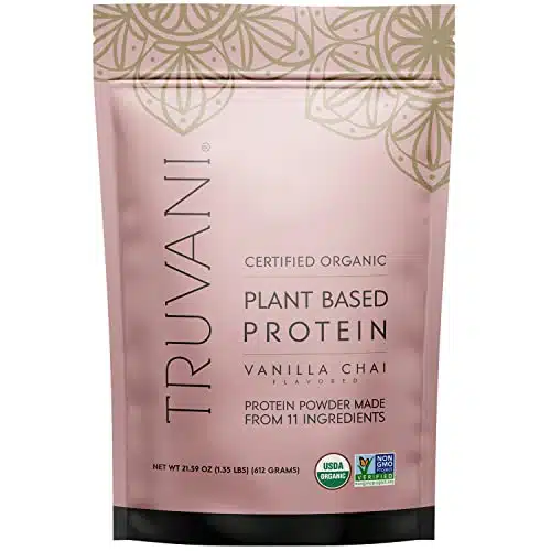 Truvani Organic Vegan Protein Powder Vanilla Chai   g of Plant Based Protein, Organic Protein Powder, Pea Protein for Women and Men, Vegan, Non GMO, Gluten Free, Dairy Free (Servings)