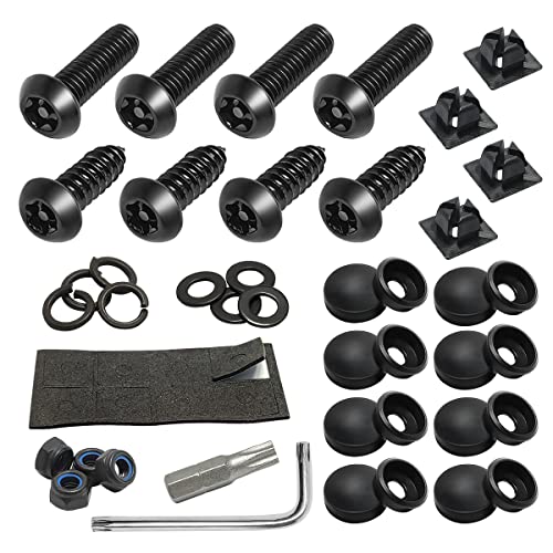 Anti Theft License Plate Screws Kits  Rustproof Stainless Steel Car Tag Plate Mounting Hardware, () Tamper Proof Screws, Fastener Nut, Caps Cover for Front Rear Frame Holder Mounting