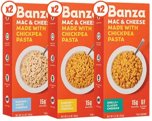 BANZA Chickpea Mac and Cheese Variety Pack High Protein, Gluten Free Mac and Cheese, Healthy Macaroni (Pack of ) Variety Case