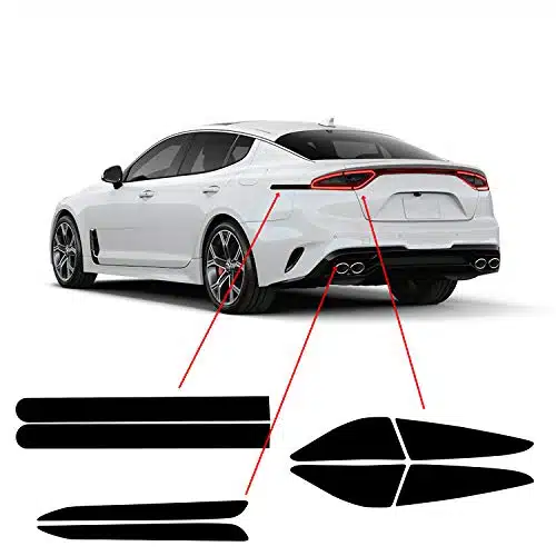 BOGAR TECH DESIGNS Tail Light Sidemarkers Rear Reflectors Lamp Precut Tint Kit Compatible with and Fits Kia Stinger GT (ONLY) , Dark