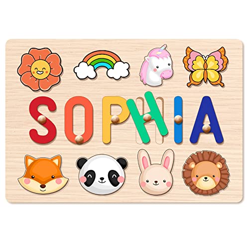 Baosity Name Puzzle for Kids Personalized, Custom Baby Gifts, st Birthday Gifts, Wooden Puzzles for Toddlers, Early Learning Toys for Baby Boy or Baby Girl
