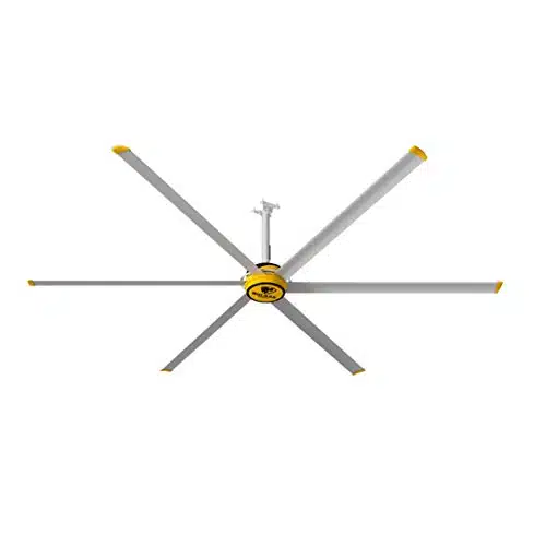 Big Ass Fans   E Series, Indoor CommercialResidential Ceiling Fan (Blades), Gearless Direct Drive Motor, Vph, SilverYellow, Variable Speed Wired Wall Controller (ft (E))