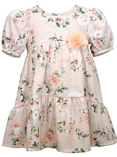 Bonnie Jean Girls Smocked Dresses (, Peach Knit Floral Dress)