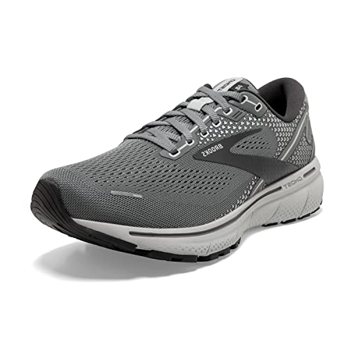 Brooks Ghost Sneakers for Men Offers Soft Fabric Lining, Plush Tongue and Collar, and L Lace Up Closure Shoes GreyAlloyOyster D Medium