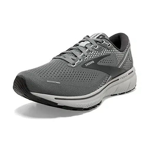 Brooks Ghost Sneakers for Men Offers Soft Fabric Lining, Plush Tongue and Collar, and L Lace Up Closure Shoes GreyAlloyOyster D   Medium