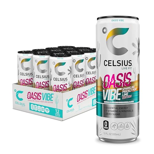 CELSIUS Sparkling Oasis Vibe, Functional Essential Energy Drink, Fl Oz (Pack of )