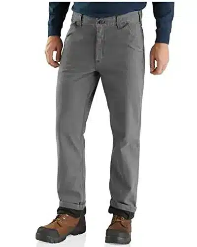 Carhartt Men's Rugged Flex Relaxed Fit Canvas Flannel Lined Utility Work Pant, Gravel,  X L