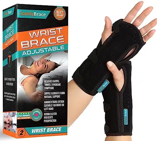 ComfyBrace Night Wrist Sleep Support Brace  Fits Both Hands   Cushioned to Help With Carpal Tunnel and Relieve and Treat Wrist Pain, (PackNight Brace, One Size Fits All) (Pack of )