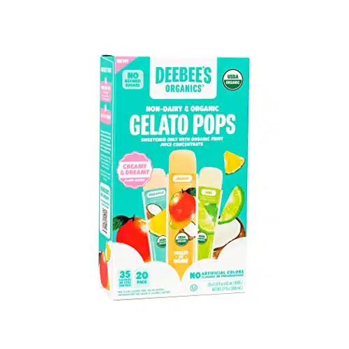 DeeBee's Organics Non Dairy Gelato Pops, Creamy Freezer Pops made with Coconut Milk, No Refined Sugar, No Artificial Flavors or Colors (Pack of )