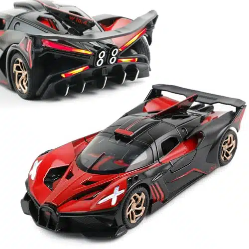 Diecast Toy Car Bugatti Bolide Sports Car Model,Zinc Alloy Simulation Casting Pull Back Vehicles,Scale Mini Electronic Supercar Toys with Lights and Music for Toddlers Kids Children Gift