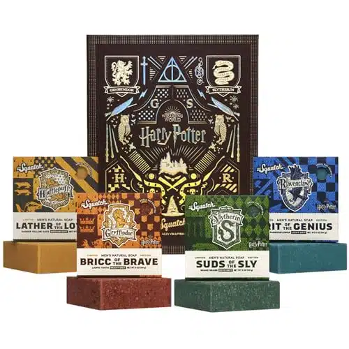 Dr. Squatch Soap Harry Potter Collection with Collector's Box   Men's Natural Bar Soap   Bar Soap Bundle and Collector's Box   Soap inspired Gryffindor, Slytherin, Ravenclaw, and Hufflepuff