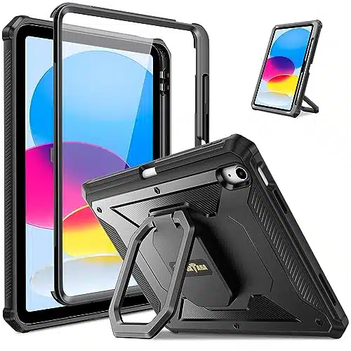 Fintie Case for iPad th Generation Inch   [Tuatara Magic Ring] Degree Rotating Grip Stand Shockproof Rugged Cover with Screen Protector and Pencil Holder, Black