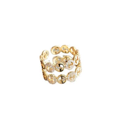 GUCCI Inspired G Ring Round band Elegan cz bling ornamental jewelry Gold plated continuous sparkle gemstone