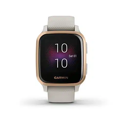 Garmin Venu Sq Music, GPS Smartwatch with Bright Touchscreen Display, Features Music and Up to Days of Battery Life, Rose Gold with Tan Band