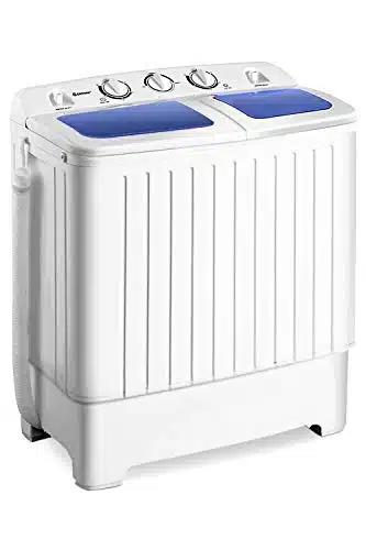 Giantex Portable Mini Compact Twin Tub Washing Machine lbs Washer Spain Spinner Portable Washing Machine, Blue+ White
