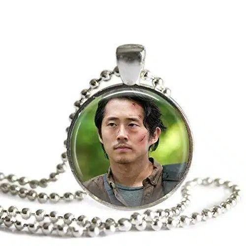 Glenn Rhee The Walking Dead inch Silver Plated Picture Pendant Necklace