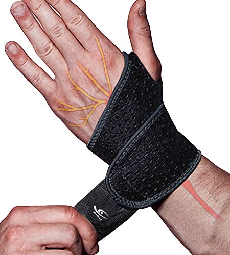 HiRui Pack Wrist Compression Strap and Wrist Brace Sport Wrist Support for Fitness, Weightlifting, Tendonitis, Carpal Tunnel Arthritis, Pain Relief Wear Anywhere Adjustable (Black)