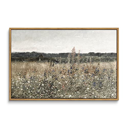 InSimSea Framed Wall Art Decorations, Wildflower Field Vintage Wall Art Canvas Prints, Modern Farmhouse Bathroom Home Wall Decor xin