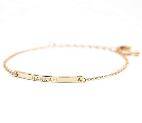 K Gold Your Name Bar Bracelet   Personalized gift Gold Plated bar Delicate Hand Stamp Best bridesmaid Wedding Graduation Gift