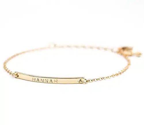K Gold Your Name Bar Bracelet   Personalized gift Gold Plated bar Delicate Hand Stamp Best bridesmaid Wedding Graduation Gift