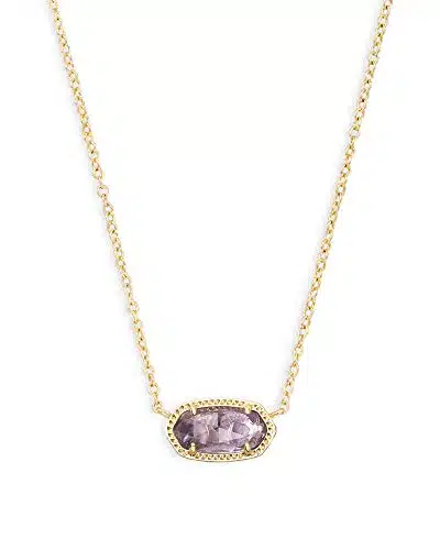 Kendra Scott Elisa Short Pendant Necklace for Women, Dainty Fashion Jewelry, k Gold Plated, Amethyst