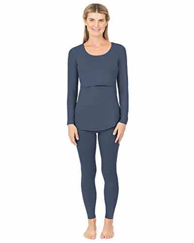 Kindred Bravely Jane Nursing Pajama Set  Nursing Pajamas for Breastfeeding (Slate Blue, Small)