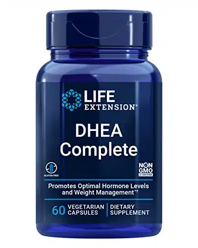 Life Extension DHEA Complete with Keto   Maximize Support of Healthy Body Weight, Mood, Lean Muscle Mass, Libido & More   Non GMO, Gluten Free, Vegetarian   Capsules